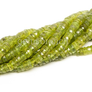 ลูกปัดยาง Peridot heishi ธรรมชาติพลอยหลวมเหลี่ยมเพชรพลอยสีเขียว - Product Image 2