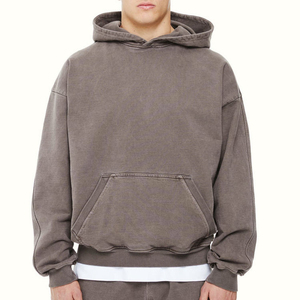 เสื้อฮู้ดผู้ชาย สีพื้น แขนยาว ผ้าทอ เป็นมิตรกับสิ่งแวดล้อม ระบายอากาศได้ดี พิมพ์โลโก้ด้านหน้าตามสั่ง - Product Image 5