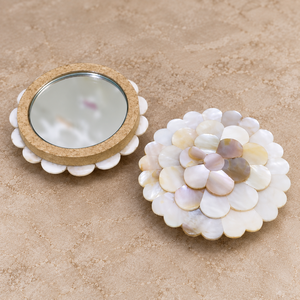High on Demand Luxury Mother of Pearl Modern Wall <b>Mirror</b> with Natural Shell Accents for Coastal Interiors Handmade Uttar Pradesh - Product Image 1