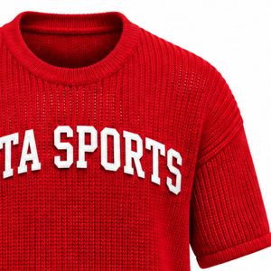 <b>Bright</b> Red <b>Men</b> Knitted T <b>Shirt</b> Short Sleeve Crew Neck Textured Casual Top Custom Printed Streetwear Summer Fashion Wholesale - Product Image 6