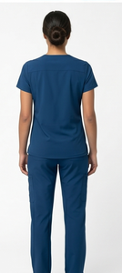 Women's Blue <b>Scrub</b> <b>Top</b> With Front Pockets Hospital Uniform Wear - Product Image 2