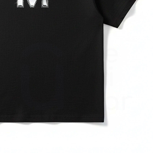เสื้อยืดคอกลมแขนสั้นสีดำสำหรับผู้ชาย พิมพ์ลายตัวอักษร M ประดับเพชรด้านหน้า ทรงปกติ สไตล์ลำลอง ผ้าเจอร์ซีย์ - Product Image 5