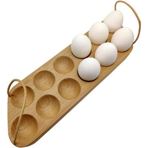 Modern Designer Wooden Egg Holder For Fresh Eggs Wood Egg Storage Rack & Organizer Eco-Friendly Farmhouse <b>Kitchen</b> - Product Image 3