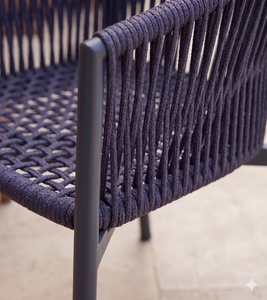 Modern Outdoor Rope Woven Dining <b>Chair</b> Minimalist <b>Garden</b> Patio Lounge Armchair Aluminum Furniture - Product Image 5
