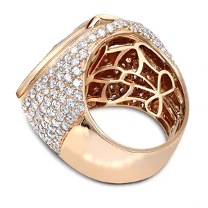 EtherStar 3.50ct Lab Grown Diamond Luxury <b>Mens</b> <b>Ring</b> Gold <b>Ruby</b> Lattice Square Halo Pave Signet Pinky Band - Product Image 4