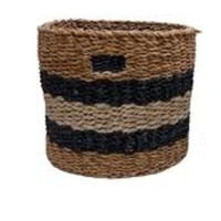 Paniers de rangement décoratifs pliables en jonc de mer et jute, tressés à la main, avec poignées, doublure plastique, imperméables, écologiques, durables et respirants