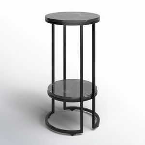 Elegante Mesa Auxiliar con Pedestal y Base de Anillo Estable, Mesa Lateral Compacta de Lujo con Base Cilíndrica para Bares - Product Image 6