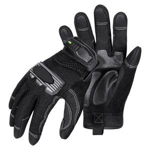 Nouveauté : Gants en cuir Alpha Racing - Doigts entiers, coupe-vent, antidérapants, compatibles écran tactile, revêtement polyuréthane, fermeture auto-agrippante - Product Image 1