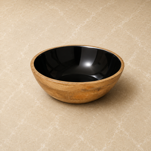 Exclusivo Tazón de Madera con Esmalte Negro para Servir, Tazón Premium para Ensaladas, Frutas, Bocadillos y Frutos Secos, Vajilla Artesanal para el Hogar - Product Image 1