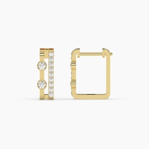 10k/14k/18k Luxury Women's Solid Gold Lab Grown Diamond Brilliant Cut IGI Certified Trendy Double Hoop Everyday Earrings - Product Image 4