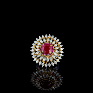 High Quality Red Regal Bloom <b>Statement</b> <b>Ring</b> in Polished <b>Silver</b> with Detailed CZ Craftsmanship for Global Fashion Resellers - Product Image 3