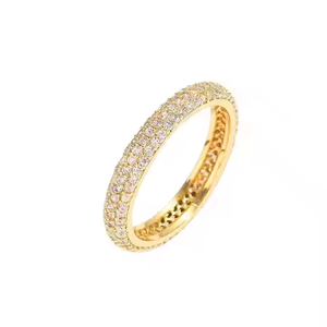 Gold Plated 925 Sterling <b>Silver</b> Lab Created Moissanite Classic Style Unisex Eternity Band <b>Ring</b> Micro Insert <b>Set</b> Brilliant Cut - Product Image 3