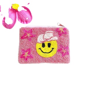 Cowboy Star Coin Pouch Cartera con cuentas de semillas personalizada Hermoso regalo de mamá-Diseño de corazones para niñas - Product Image 1