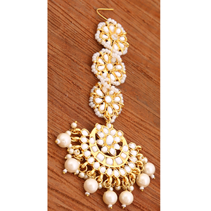 เครื่องประดับมงกุฎแบบอินเดีย Kundan สำหรับผู้หญิง ลายดอกไม้ ชุบทอง ประดับด้วยพลอยมรกต ขายส่ง สไตล์โบฮีเมียน - Product Image 2