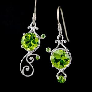 Pendientes colgantes de plata de ley 925 de lujo para mujer, joyería de piedras preciosas de peridoto - Product Image 3