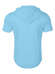 Men's Hooded Henley T-Shirt Short Sleeve Regular Fit Breathable Solid Color Casual Pullover Jersey 200g Knitted - Product Image 4
