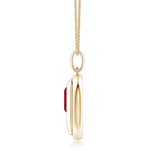 14K <b>Solid</b> <b>Gold</b> Emerald-Cut Natural Red Ruby Precious Gemstone Men's Charm Handmade <b>Pendant</b> With Chain Bold Punk Design <b>Pendant</b> - Product Image 2