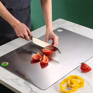Planche à découper rectangulaire en acier inoxydable, antidérapante, facile à nettoyer, durable, non toxique, pour la cuisine - Product Image 1