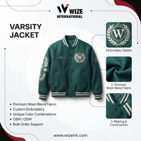 Vestes universitaires brodées de qualité supérieure avec des patchs en chenille personnalisés, tissu en mélange de laine, style classique Letterman, vestes pour hommes