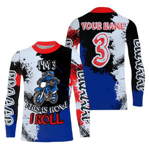 Moto <b>Skull</b> Design Men's Long Sleeve Motocross Racing Jersey Full Sublimation Print Quick Dry High Quality % Polyester Custom - Product Image 5