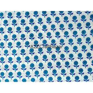 Tissu en coton 100% imprimé à la main en Inde pour femmes et filles - Tissu écologique respirant à séchage rapide et léger pour vêtements - Product Image 6
