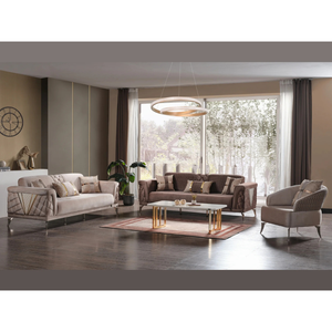 ชุดเฟอร์นิเจอร์ห้องนั่งเล่นไม้สักแท้สุดหรู ดีไซน์ทันสมัย ผ้าสีครีมน้ำตาล โซฟา 3 ที่นั่ง 1 ที่นั่ง โต๊ะกาแฟ โต๊ะมุม เหมาะสำหรับบ้านพักตากอากาศและโรงแรม - Product Image 1