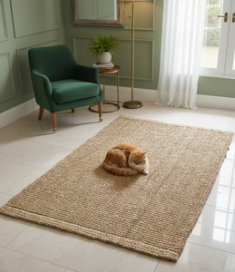 Alfombra de Yute Natural de 1.5m x 0.9m, Tejida a Mano, Moderna, Ecológica, Acolchada, Apta para Mascotas, para Decoración de Hogar, Hotel u Oficina - Product Image 2