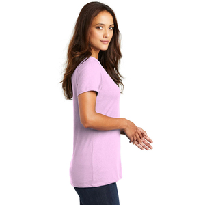 T-shirt décontracté blanc pour femme à col en V profond, 100 % coton biologique de luxe tricoté, écologique, service OEM 2026 - Product Image 3