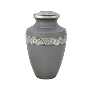 Urne funéraire artisanale en laiton brun et argenté pour cendres humaines, urne funéraire pour adulte avec couvercle pour cimetière, pot commémoratif - Product Image 2