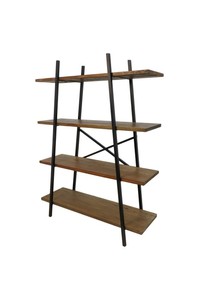 Modern Scandinavian Ladder Bookshelf 4-Tier <b>Wood</b> <b>Shelf</b> Freestanding Backless Storage for Living Room Home Furniture - Product Image 3