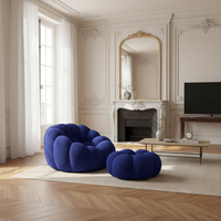 Canapé individuel en mousse compressée bleue, fauteuil d'appoint moderne sans structure, canapé de sol paresseux sans cadre pour salon