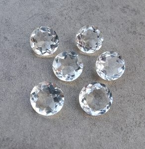 Cuarzo de Cristal Natural, Forma Redonda, Corte Facetado, Calibrado, Gema Suelta para Joyería - Product Image 3