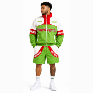 Chaqueta y Pantalón Corto Deportivo de Nylon con Logotipo Personalizado OEM ODM, Chaqueta con Cremallera y Logotipo DTF, Conjunto Deportivo de 2 Piezas para Hombre - Product Image 5