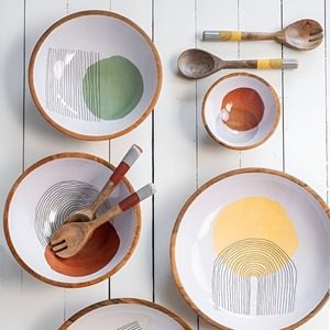 <b>Tabletop</b> Decorative Dinner Utensils Round Shape Sticker Printed Wooden Food and Soup Serving Bowl Multi-functional Sticker - Product Image 1