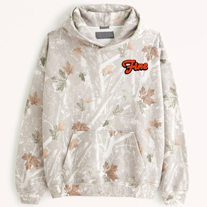 Fine Brand Men's Oversized Hooded Fleece Sweatshirt Autumn <b>Leaf</b> Print Front Logo Casual Pocket Hoodie Regular Fit - Product Image 4