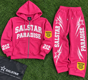 Premium Custom 2 Piece Tracksuit Set for Men <b>Pink</b> Streetwear <b>Hoodie</b> Custom Rhinestone Printed Sportswear Tracksuit Manufacturers - Product Image 6