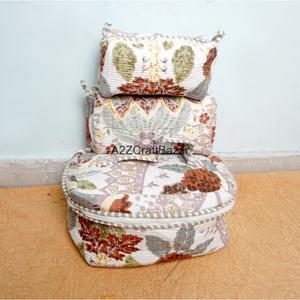 Juego de Bolsas de Maquillaje Reutilizables de Algodón Acolchado Hechas a Mano, Color Morado Claro, con Estampado Indio, con Cierre, para Cosméticos - Product Image 3