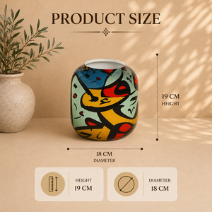 Pot de fleurs artistique avec illustration d'arbre vibrant et design calligraphique décoratif pour une verdure intérieure élégante - Product Image 3
