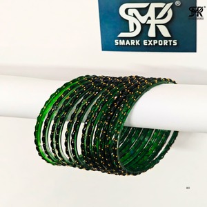 Juego de brazaletes de cristal verde oscuro premium con cuentas doradas, joyería nupcial tradicional india, elegante brazalete étnico para mujer - Product Image 3