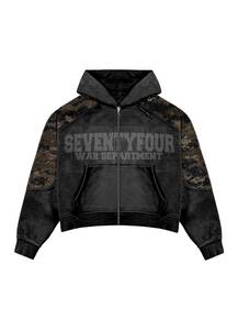 Sweat à capuche unisexe surdimensionné personnalisé avec fermeture éclair, en polaire épaisse pour l'hiver, style streetwear décontracté, fournisseur en gros OEM ODM - Product Image 2