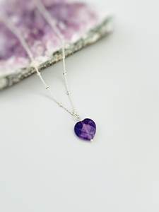 Amethyst Heart Fine <b>Necklace</b> Silver Gold Rose Gold February Birthstone Gift <b>For</b> Girlfriend <b>Wife</b> Handmade Purple Gemstone Pendant - Product Image 2