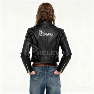 Chaqueta de Cuero Ajustada para Hombre, Estilo Motero, Cuello Alto, Logotipo Frontal, Resistente al Viento y Transpirable, para Invierno - Product Image 3