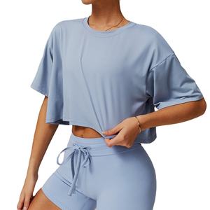 T-shirt en coton à manches courtes pour femmes, impression personnalisée, t-shirt uni pour femmes, crop top pour filles - Product Image 1