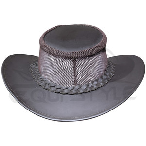 หมวกคาวบอยหนังแท้ Breezer ทรงออสเตรเลีย ปีกตาข่าย ระบายอากาศ หมวกกันแดดฤดูร้อน หมวกตกปลา หมวกซาฟารี รับผลิตแบรนด์ส่วนตัว ขายส่ง - Product Image 2