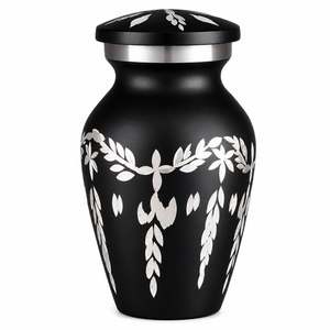 Antique Diamond Silver Engraved Eco-Friendly <b>Mini</b> Keepsake Urn for Storage Funeral Ashes - Product Image 2