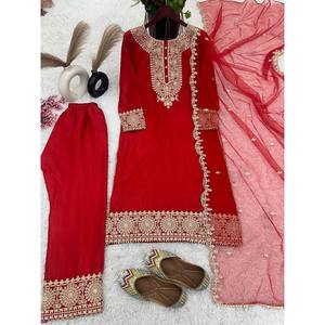 Hermoso conjunto de Parte superior inferior y Dupatta para mujer con codificación de bordado Dori-Sequence Work - Product Image 6