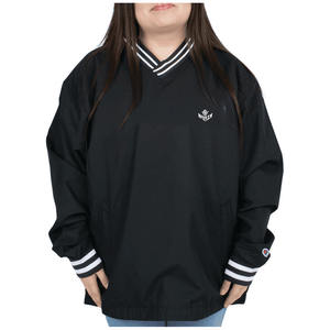 เสื้อแจ็คเก็ตคอวีแบบสวม Unisex รุ่น Custom Memory ดีไซน์ทันสมัยสำหรับเล่นกีฬา สีกรมท่า ดำ และแดง พร้อมฮู้ดลายทางที่ปลายแขนเสื้อ - Product Image 3