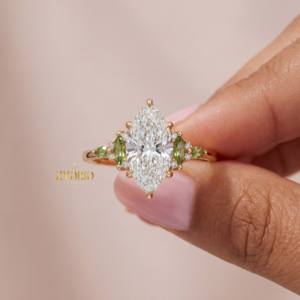 Zyorio Jewels - Anillo de Compromiso y Boda Moderno y Elegante con Diamante de Corte Marquesa de 0.50-3 CT, Chapado en Oro de 14K y 18K para Mujer - Product Image 1