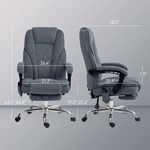 Sedia da Ufficio Massaggiante Grigio Antracite, Reclinabile e Riscaldata, con Poggiapiedi Regolabile in Altezza, per Dirigenti, Realizzata in Legno - Product Image 3