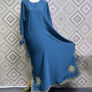 Hot Sale Modest Dubai Beaded Sequined Long Sleeve <b>Abaya</b> Muslim Traditional Handmade Wedding Women Polyester Breathable V Neck - Product Image 1